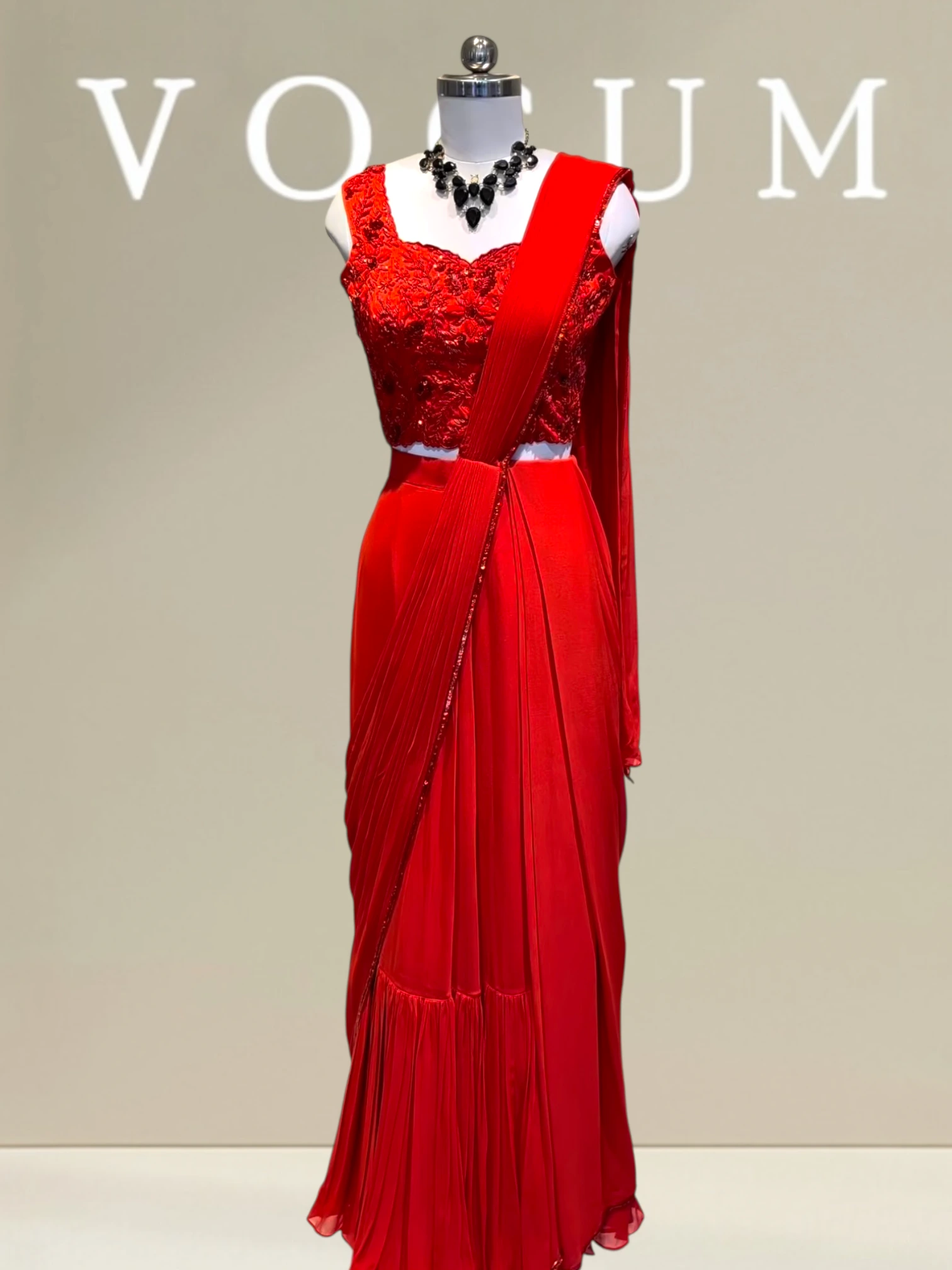 Self Colour Embroidered Drape Set0 product image