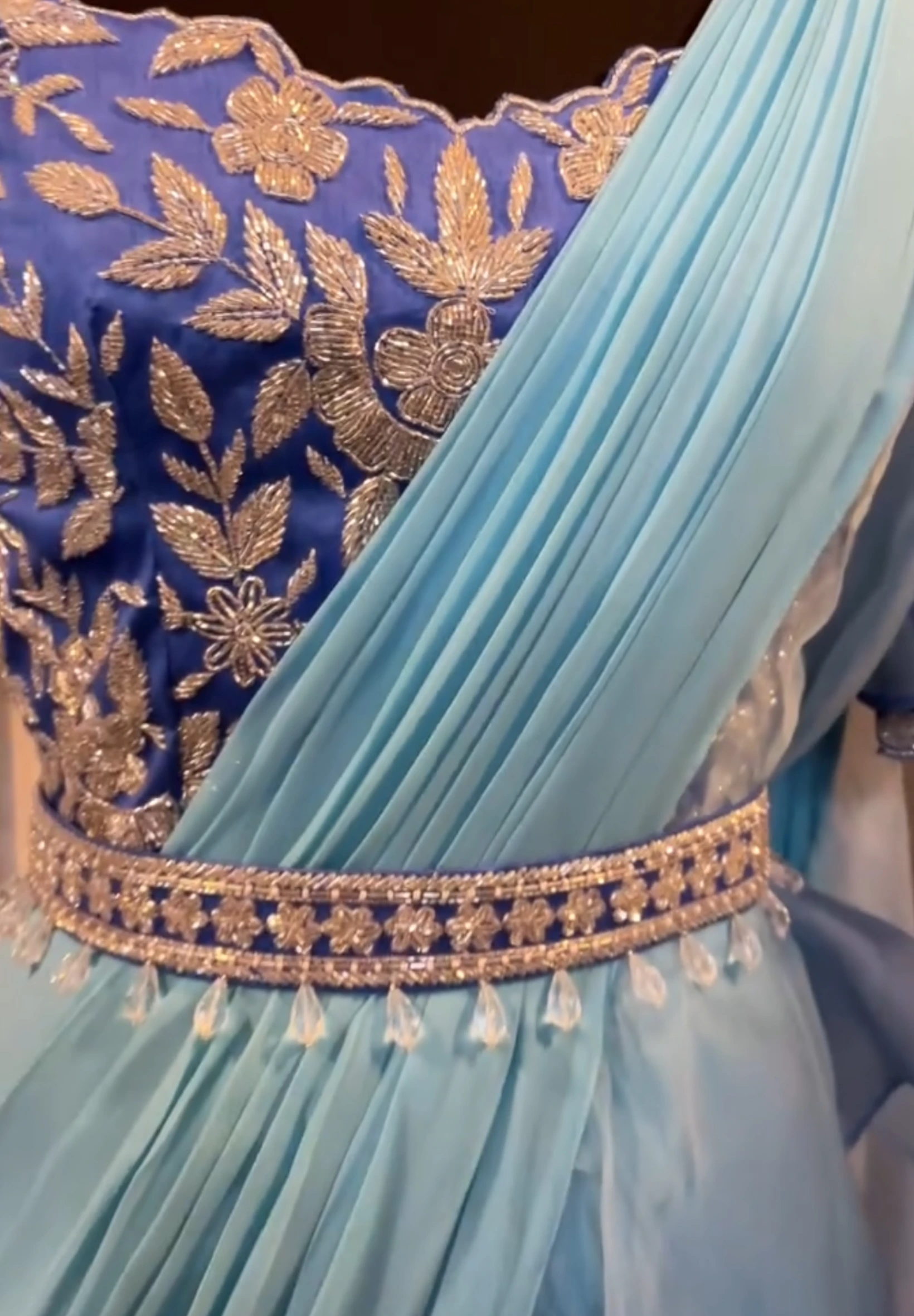 Signature shaded Cutdana ruffle saree0 product image