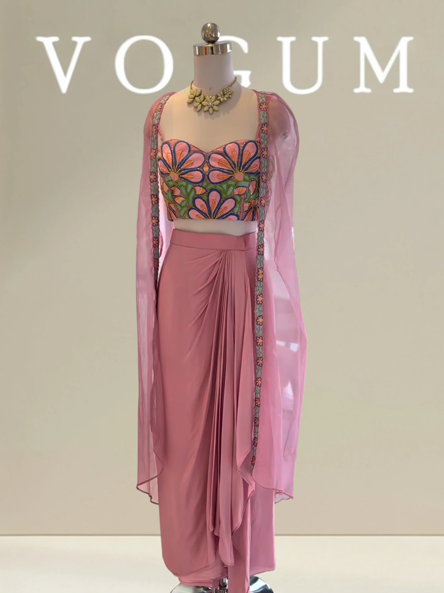 Hand embroidered indowestern skirt shrug set product image