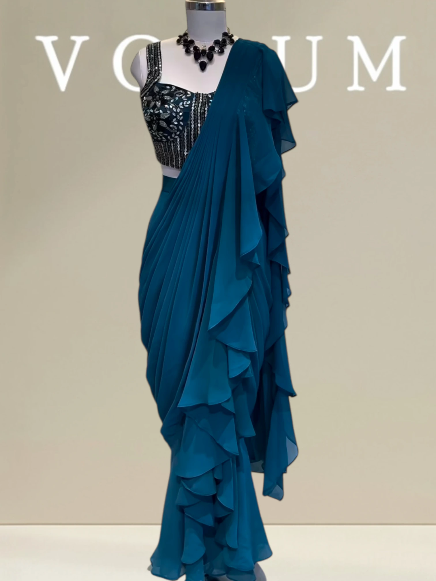 Ruffle saree with corset blouse product image